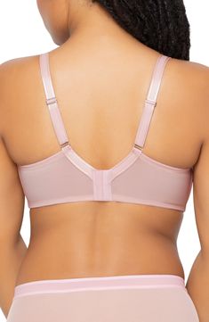 With enough coverage to wear under T-shirts, this lace-and-mesh bra gives a natural-looking boost and underwire support to your curves. 85% nylon, 15% spandex Hand wash, line dry Imported Underwire Sports Bra With Padded Cups, Underwire Nursing Bra With Adjustable Straps, Pink Full Coverage Nursing Bra With Padded Cups, Underwire Bra With Removable Pads In Nylon, Nylon Underwire Bra With Removable Pads, Seamless Underwire Nursing Bra, Underwire Nylon Bra With Removable Pads, Nylon Full Coverage Bra With Medium Bust Support, Nylon Underwire Nursing Bra