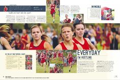 Cross Country Yearbook Spread, Yearbook Spread Ideas, Sports Yearbook, Yearbook Sports Spreads, Newspaper Design Inspiration, Teaching Yearbook, Yearbook Inspiration, Yearbook Spreads, Yearbook Layouts