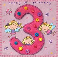 Twizler 3rd Birthday Girl Fairy Princess & Butterfly – 3 Jahre – Age 3 – Birthday Girl Birthday Card – Happy Birthday... Happy 3rd Birthday Girl, Birthday Card For Girl, 3rd Birthday Card, Birthday Verses For Cards, Happy Birthday Writing, Happy Birthday Princess