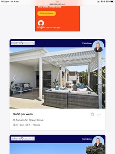 an image of a web page for a real estate