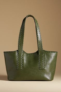 Polyurethane; polyester lining One inner slip pocket One inner zip pocket Magnetic closure Imported | Whipstitch Tote by Melie Bianco in Green, Women's, Polyester/Polyurethane at Anthropologie La Terre Handbags, Work Tote Bag Aesthetic, Small Tote Bag Outfit, Women Tote Bags, Anthropologie Bag, Affordable Handbags, Green Shoulder Bag, Melie Bianco, Work Tote Bag