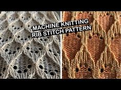 two pictures with the words machine knitting rib stitch pattern on top of it and an image of