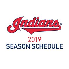 the logo for the 2019 season schedule is shown in red, white and blue on a white background