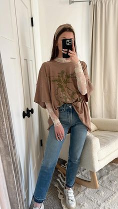 To shop this look  • https://ltk.app.link/GRsxAnWiawb Layer Top Outfits, Lace Shirt Outfit, Lace Layering Top, Mesh Top Outfit, Oversized Tee Outfit, Layered Lace Top, Summer Business Casual Outfits, Free People Aesthetic, Top Outfit