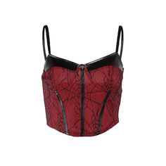 Design: Spiderweb lace, Bat pendantMaterial: Polyester, PUColor: RedSize: S, M, L Unit: CM Bust Waist Length S 68-86 60-68 23.5 M 72-90 64-72 24.5 L 76-94 68-76 25.5 * 1cm ≈ 0.3937 inchNote: There may be 2-3cm error due to manual measurement. If you need size help, please drop us a message, we'd love to help. Red Lace Corset For Party, Red Lace Party Corset, Gothic Tank Top For Night Out, Summer Red Corset With Straps, Red Gothic Sleeveless Top, Red Sleeveless Gothic Top, Red Tank Top With Straps For Party, Gothic Camisole Top For Party, Red Punk Party Tops