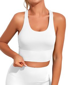 PRICES MAY VARY. ✅ Womens Longline Sports Bra. The workout crop tops have a scoop neck, long line bras women with a skinny racer back and cropped silhouette design. The widened hem and removable padded of workout shirts women can support and push up your chest and prevent it from sagging. ✅ Padded Sports Bras for Women. If you are looking for a trendy crop tank top with built-in bra, And this is it, ladies. XUNYU womens workout tank tops with wirefree bralette adds extra supportive, SO this blac Functional Tank Sports Bra For Light Sports, Training Tank Top With Medium Bust Support, Solid Color Training Tank Top With Medium Bust Support, Solid Color Racerback Sports Bra For Gym, Sportswear Tops With Medium Bust Support And Racerback, Breathable Sleeveless Crop Top For Light Sports, Squat Proof Solid Color Sports Bra For Gym, White Stretch Activewear With Scoop Neck, Breathable Medium Support Racerback Crop Top