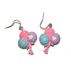 "Clown Kitsch Balloon Earrings These are super cute and vibrant! They measure 2\" long including hooks Made of plastic and hand painted" Novelty Multicolor Earrings For Birthday, Kawaii Dangle Earrings For Birthday, Playful Multicolor Earrings For Birthday, Playful Pink Earrings With Cute Design, Fun Pastel Jewelry For Gifts, Fun Pastel Colored Jewelry For Gifts, Whimsical Hypoallergenic Party Earrings, Whimsical Pink Earrings For Birthday, Playful Hypoallergenic Dangle Earrings