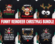 funny reindeer christmas t - shirt bundle for adults and kids with matching tshirts