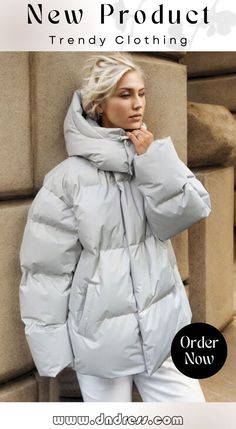 Pocketed Zip Up Hooded Puffer Jacket Normal Body, Hooded Puffer Jacket, Basic Style, Puffer Jacket, Fashion Games, Zip Ups, Puffer, Sleeve Length, Free Shipping