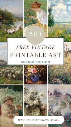 Over 30 free downloadable vintage art prints (spring edition) Free Vintage Art, Free Printable Artwork, Inexpensive Art, Printable Vintage Art, Free Wall Art, Free Vintage Printables, Free Printable Wall Art, Free Printable Art, Vintage Printable