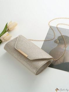 Bird in Bag - Stylish Gold Party Clutch Bag - Perfect for Sophisticated Occasions and Evening Events Chic Party Clutch Shoulder Bag, Chic Party Shoulder Bag, Chic Party Pouch Bag, Gold Party Shoulder Bag, Chic Envelope Bag For Gifts, Chic Envelope Bag For Gift, Gold Crossbody Shoulder Bag For Party, Elegant Gold Crossbody Clutch, Chic Rectangular Party Bag