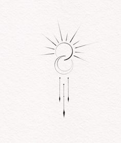 the letter s is drawn in black ink on white paper with an arrow and sun above it