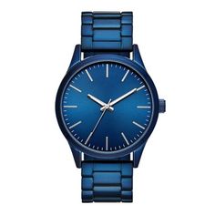 Brilliantly blue! Our George minimalist style is tone on tone with a striking blue case and bracelet with a matching tonal face. This is a truly modern take on the timepiece. The face is marked at all hours with slim index for a truly modern look while keeping the function easy of telling time. This is truly a George statement style. It's easy to wear and blue is always a good color choice. Size: 44MM Watch Case Diameter.  Gender: male.  Age Group: adult. Modern Blue Watch For Everyday Use, Durable Blue Watch With Round Dial, Blue Casual Analog Watch Accessories, Casual Blue Analog Watch Accessories, Blue Stainless Steel Chronograph Watch, Casual Blue Watch Accessories With Round Dial, Blue Stainless Steel Watch Accessory With Metal Dial, Modern Blue Watch Accessories With Metal Dial, Blue Analog Watch Accessories With Round Dial