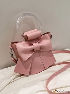 BirdinBag - Letter Graphic Bow Decor Mini Bucket Bag with Toe Ring Accent Ring Pattern, Mini Bucket Bag, Mini Bucket Bags, Mini Bucket, Bow Decor, Style Preppy, Toe Ring, Bag Bag, Toe Rings