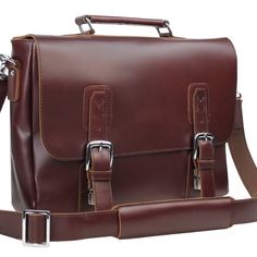 Dimension: 16 * 11 * 3.5"; Weight: 4.3 Lb Internal Compartment Size: 15 * 10"; Central Zipper Divider Click Latch Lock For Quick Open And Access Internal Phone And Notebook Pocket, Pen Holder Full Grain Cowhide Leather, Top Layer Brown Luxury Saddle Shoulder Bag For Business, Brown Business Saddle Shoulder Bag, Burgundy Top Handle Satchel For Business, Burgundy Rectangular Satchel For Business, Office Burgundy Leather Satchel, Classic Burgundy Rectangular Bag, Classic Burgundy Rectangular Satchel, Classic Burgundy Rectangular Bags, Business Brown Saddle Bag With Top Handle