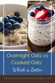 overnight oats and cooked oats side by side Cooked Oats, Best Overnight Oats, Farmhouse Recipes, Frozen Dog Treats, Brunch Casserole, Recipes Appetizers And Snacks, Oatmeal Breakfast, Overnight Oats Recipe