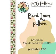 the bead loom pattern has been designed to look like a flower with pink and green leaves