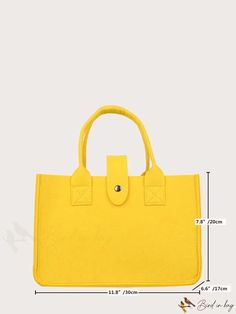 BirdinBag - Neon Yellow Minimalist Felt Top Handle Bag - Stylish, Versatile, Perfect for Any Occasion Solid Color Rectangular Travel Bag, Rectangular Solid Color Travel Bag, Versatile Rectangular Solid Color Satchel, Square Box Bag For Everyday Use, Rectangular Shoulder Bag In Solid Color For Errands, Rectangular Solid Color Bag For Errands, Rectangular Solid Color Bags For Daily Use, Rectangular Travel Satchel In Solid Color, Rectangular Solid Color Shoulder Bag For Errands