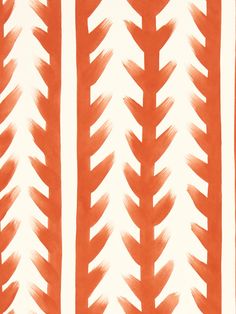 an orange and white pattern with large, thin leaves on the bottom half of it