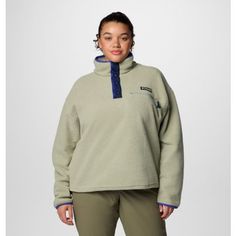 A classic for utility and style. Crafted of plush textured fleece to ward off chill, this snap-front pullover features handy details for any adventure. Columbia Sweaters, Holiday Deals, Columbia Sportswear, Plus Size Tops, Get Up, Jacket Tops, Vest Jacket, Columbia, Sweatshirts Hoodie