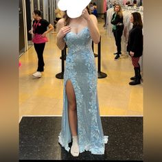 Only Worn Once So Still In Excellent Condition! Its A Size 2 And Has Not Been Altered. The Inner Liner Does Have Some Marks Around The Bottom As Shown In The Last Picture But It’s Not Visible When Wearing The Dress. Prom Dress Color, Sequin Prom Dress, Jovani Dresses, Blue Floral, Prom Dress, Colorful Dresses, Sequin, The Dress, Prom Dresses