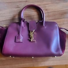 Ysl Dowtown Cabas. Red (Burgundy)Monogram Leather Velvet Handbag With Crossbody Strap. Excellent Condition. Used Less Than 5 Times. Velvet Sides. Gold Hardware. Interior Pocket. Soft Leather Bags Ysl, Velvet Handbag, Yves Saint Laurent Bags, Red Burgundy, Monogrammed Leather, Price Tag, Burgundy Red, Crossbody Strap, Cross Body Handbags