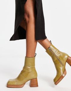 ASOS DESIGN Rhodes premium leather platform ankle boots in khaki | ASOS Summer Inspiration, Swim Shop, Platform Ankle Boots, Apply Online, Rhodes, Summer Essentials, Color Trends, Occasion Wear, Jewelry Shop