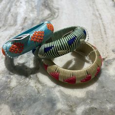 Set Of Three Bangle Bracelets From Anthropology. They Run Small, So For Smaller Hands And Wrists. Originally $38 Each. Nwt Nail Bangle, Statement Cuff Bracelet, Pearl Charm Bracelet, Lava Rock Bracelet, Faux Pearl Bracelet, Bow Bracelet, Gold Link Chain, Anthropologie Jewelry, Crystal Chain