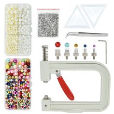 PRICES MAY VARY. 【COMPACT SET】A complete kit that contains all the pearls and its compatible machine. You are going to receive 1 piece pearl setting machine and 5 x screw heads of different sizes, 1000 x hand nails, 5400 x pearls of different sizes and colors, 1 x tweezers, 1 x wrench and 1 x hexagon wrench and two bonus trays. Nice pearls crafting accessories that could be stored at home in case once in a while that you want to make the decorative elements to your clothes or other items. 【DURAB Pearl Setting, Jewelry Making Kits, Jewelry Kits, Jewelry Making Tools, Craft Accessories, Making Tools, Handmade Beads, Tweezers, Diy Accessories