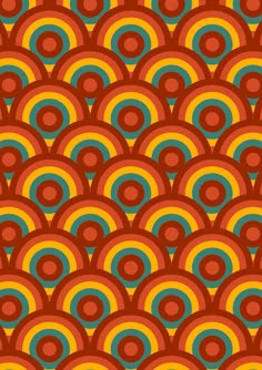 an orange and blue pattern with circles on the bottom, which are also in different colors