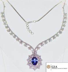 GIA Certified Natural 26.9CTS VS F Diamond Tanzanite 18K Solid Gold Collar Riviera Pendant Necklace Diamond Symbol, Tanzanite Necklace, Solid Gold Necklace, Necklace Diamond, Colorless Diamond, Gold Collar, Fine Jewels, Princess Cut Diamonds, Quality Diamonds