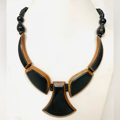 This Necklace Are Made Of High Quality Wood. Adjustable Brown Necklace With Black Beads, Brown Necklaces With Black Beads For Gift, Adjustable Black Vintage Beaded Necklace, Elegant Black Necklace With Wooden Beads, Vintage Black Jewelry With Wooden Beads, Adjustable Black Necklace, Unique Black Wooden Beads Jewelry, Black Necklaces With Wooden Beads, Unique Black Jewelry With Wooden Beads