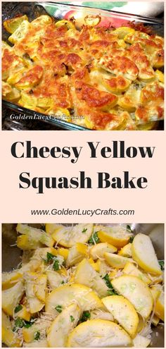 cheesy yellow squash bake with potatoes and parmesan cheese