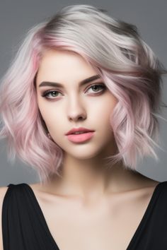 Short Pastel Pink Hair, Platinum Pink Hair, Pastel Hair Color Ideas, Hair Color Ideas For 2023, Purple Hair Ideas, Pink Short Hair, Hair Ideas For Women, Pink Bob, Pink Hair Color Ideas