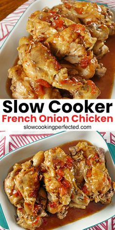 this slow cooker french onion chicken recipe is so easy to make and tastes delicious