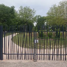 a fire hydrant sitting in front of a black fence