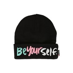 Teen Hearts Be Yourself Watchman Beanie | Hot Topic ($13) ❤ liked on Polyvore featuring accessories, hats, embroidery hats, beanie hats, knit hats, embroidered beanie and embroidered beanie hats Beanie Embroidery, Bennies Hats, Eclectic Clothes, Hats Embroidery, Embroidery Hats, Disney Crochet Patterns, Hats Beanie, Woolen Cap