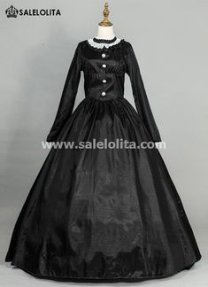 Full Sleeve Dresses, Gothic Victorian Dresses, Full Sleeves Dress, Hoop Skirt, Theatre Costumes, Lace Button, Button Style, Maid Dress, Purple Rose