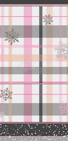 snowflakes on pink and gray checkered fabric