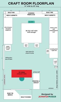 the floor plan for a craft room