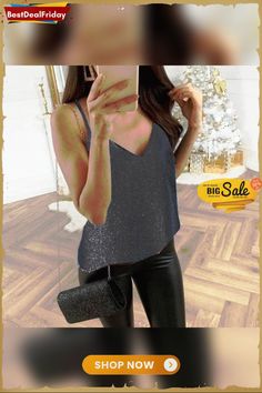 Fashion Women Sexy V-neck Plus Size Vest Tops Glitter Strappy Causal Party Tank Tops Sparkle Cami Swing Vest Clubwear Summer Fashion Plus Size Vest, Plus Size Vests, Party Tank Top, Vest Tops, Gold Light, End Of Season Sale, Vest Top, Grey And Gold, Above Knee