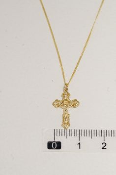 Embrace your faith in style with our 14K Solid Gold Gothic Crucifix Necklace. A perfect blend of spirituality and Gothic elegance. Shop now for a piece that speaks to your soul and elevates your style! Elegant Crucifix Necklaces With Adjustable Chain, Crucifix Necklace With Adjustable Chain For Gift, Minimalist Crucifix Jewelry With Adjustable Chain, Crucifix Necklaces Tarnish Resistant Gift, Delicate Crucifix Chain Necklace As Gift, Symbolic Crucifix Necklace For Gift, Minimalist Crucifix Necklace As A Gift, Symbolic Cross Necklace With Adjustable Chain, Gift Crucifix Necklace With Clavicle Chain