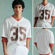 Urban Outfitters Standard Cloth Football Jersey Tee Size Xx-Large Color White Retail $50 Boxy Fit Jersey By Standard Cloth With Number Text Printed At The Front. Short Sleeve Jersey Tee In A Mesh Fabrication With A V-Neckline. Urban Outfitters Exclusive. Features - V-Neck T-Shirt From Standard Cloth - Mesh Jersey Fabrication - Front Graphic - Uo Exclusive Content + Care - 100% Cotton - Machine Wash - Imported Size + Fit - Model In White Is 6'1" And Wearing Size Medium - Measurements Taken From S Urban Outfitters White T-shirt For Streetwear, Urban Outfitters White Letter Print T-shirt, Oversized Graphic Print Top From Urban Outfitters, Urban Outfitters White T-shirt With Graphic Print, Urban Outfitters White Graphic T-shirt, Urban Outfitters Retro Letter Print Tops, Retro Letter Print Tops By Urban Outfitters, Urban Outfitters White Graphic Print T-shirt, Urban Outfitters Short Sleeve Tops With Letter Print