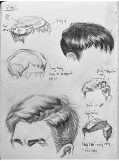 some sketches of different hairs and haircuts