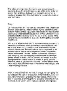 a letter written to someone about their love