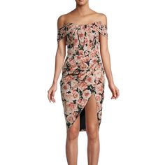 Fitted Sheath Dress Blooms With A Bright Floral Print, Cut In An Off-The-Shoulder Style. Straightneck Off-The-Shoulder Sleeves Back Zip Closure 100% Polyester Lining: 88% Polyester/12% Elastane About 40" From Shoulder To Hem Model Measurements: 5'11" Tall, 33" Bust, 26" Waist, 36" Hips Model Is Wearing A Us Size 4 Floral Print Off Shoulder Strapless Dress, Fitted Floral Print Off Shoulder Strapless Dress, Chic Fitted Floral Print Off Shoulder Dress, Chic Fitted Off-shoulder Dress With Floral Print, Chic Fitted Off Shoulder Dress With Floral Print, Fitted Floral Print Off Shoulder Midi Dress, Off-shoulder Floral Print Mini Dress For Night Out, Evening Floral Print Knee-length Bodycon Dress, Evening Knee-length Floral Bodycon Dress