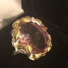 This Exquisite Genuine Gemstone Is A Lovely Shade Of Pastel Lavender Pink, Famously Known As Rose Du France Amethyst. Measuring In At 20mm By 15mm Set In A Custom Made Setting Of .925 With Genuine 14k Accents. A Luscious Gemstone From The Atlanta Gem & Mineral Show. Approximately 20+ Ctw, Always Invest In Genuine Gemstones Luxury Pink Amethyst Ring With Accent Stones, Luxury Pink Amethyst Ring As Gift, Luxury Pink Amethyst Ring For Gift, Luxury Pink Amethyst Gemstone Ring, Luxury Amethyst Ring With Gemstone Accents As Gift, Pink Amethyst Ring For Formal Occasions, Luxury Pink Gemstones For Wedding, Elegant Formal Jewelry With Large Stone, Formal Pink Amethyst Ring With Gemstone Accents