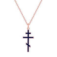 Have your true faith shine with this handcrafted solid 14k Gold Eastern Orthodox Cross Pendant! This is truly for the faithful and the fashionable that exhibits a modern religious jewelry design look. Product Information Metal Type: 14k Yellow/Rose/White Gold Weight: 14k - 1.2 g Pendant Size: Height - 26 mm | Width - 11.1 mm Enamel Color: Blue Chain Information Type: Rolo Chain Weight: 1 g Clasp: Spring Ring SKU: PM1732 All Pome Jewelry is Manufactured in the USA. This ensures the highest level Orthodox Cross, True Faith, Eastern Orthodox, Rose Gold Pendant, Religious Jewelry, Cross Pendant Necklace, Rolo Chain, Yellow Roses, Yellow Rose