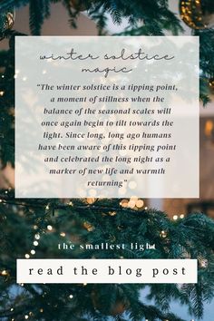 a christmas tree with the quote winter solstice