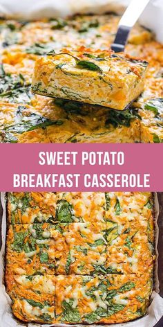 sweet potato breakfast casserole with spinach and cheese is an easy, delicious side dish